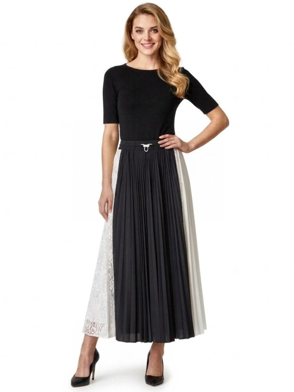 VALENTINO black and white accordion pleated skirt, Women's size XS